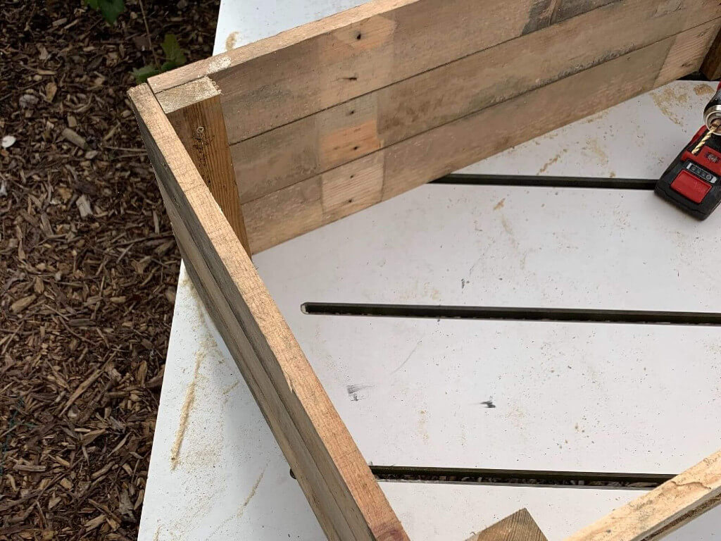 The corner of the coldframe.